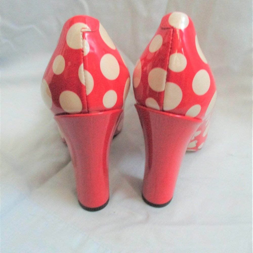 NEW LOUIS VUITTON DOTS YAYOI KUSAMA High Heel Shoes Pumps 35 RED WHITE - Picture 6 of 9